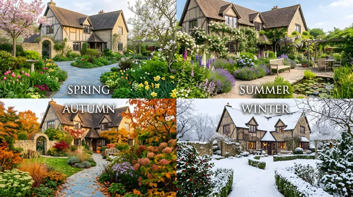 Seasons style in a residential garden