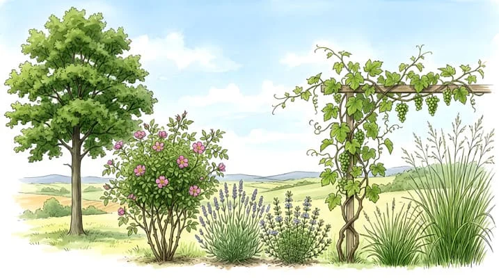 types of plants as drawing