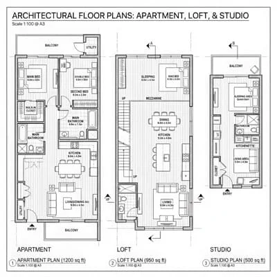 Comparison between apartment loft studio