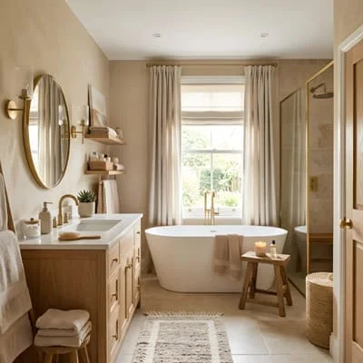 Soft beige bathroom