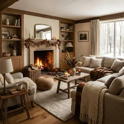 cozy living room fall decor