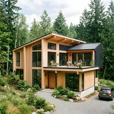 cross laminated timber in a residential house