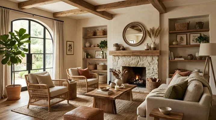 Decorating with Natural Textures and Earth Tones 2 Living room with natural texture