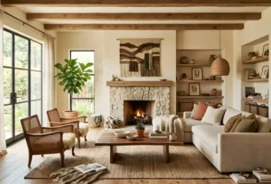Living room with natural tones