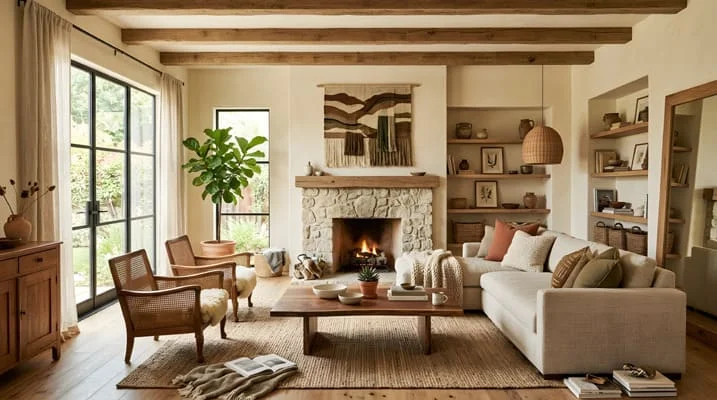Decorating with Natural Textures and Earth Tones 1 Living room with natural tones