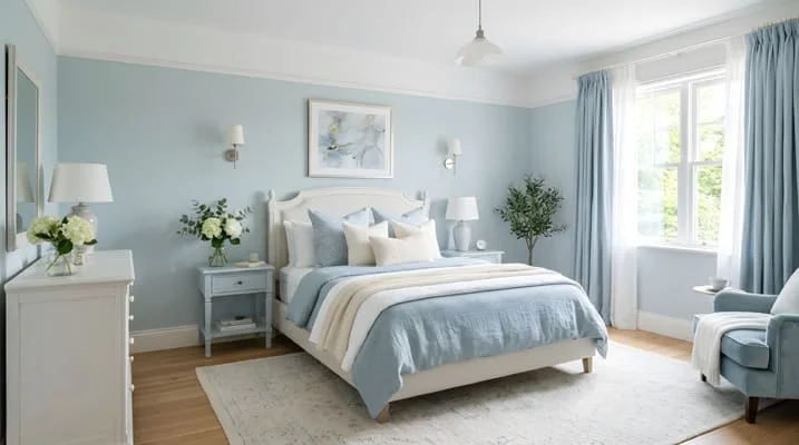 Pale blue bedroom