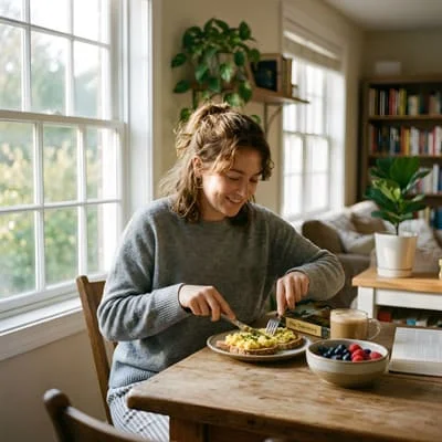 Holiday, Slower, Intentional Season this Year 7 Person having a breakfast