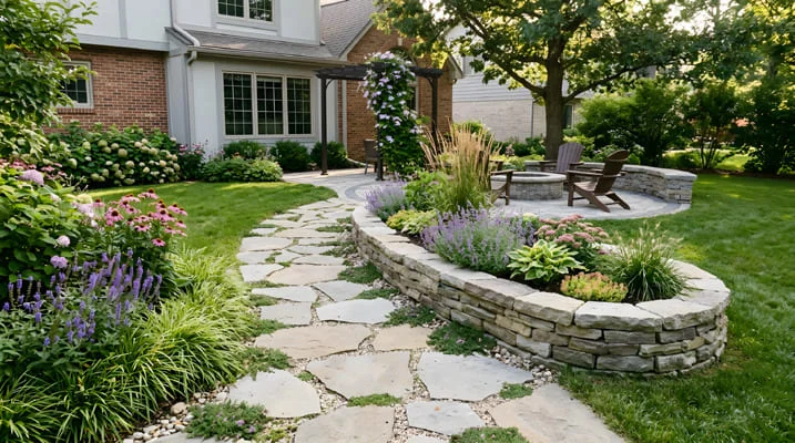 residential garden hardscaping site