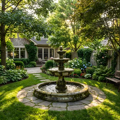 Outdoor Living: The Complete Guide to Patios, Verandahs, Pools, and Designing Comfortable Spaces Beyond the Home 32 backyard with fountain
