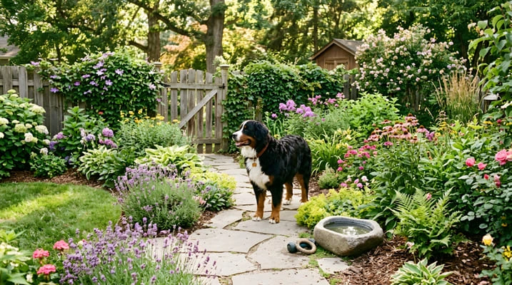 Dog in a garden