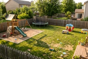 empty residential kids backyard