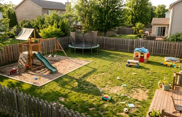empty residential kids backyard