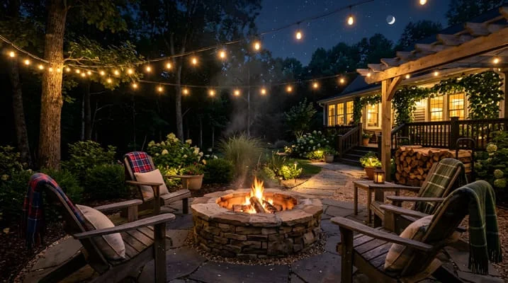 Fire Pits and Cozy Garden Corners: Extending Outdoor Time Into Autumn and Winter 4 Fire pit backyard garden and lighting