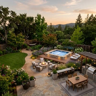 Multi-Zone Backyards: How to Design Dining, Lounge, and Wellness Areas That Work Together 8 Multi zone backyard spa