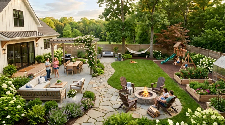 Multi-Zone Backyards: How to Design Dining, Lounge, and Wellness Areas That Work Together 5 Multi zone garden plan