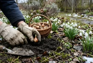 Snowdrop bulbs garden
