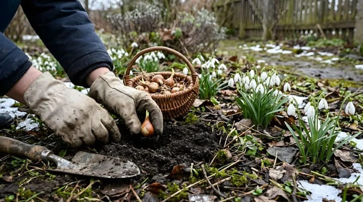 Snowdrop bulbs garden